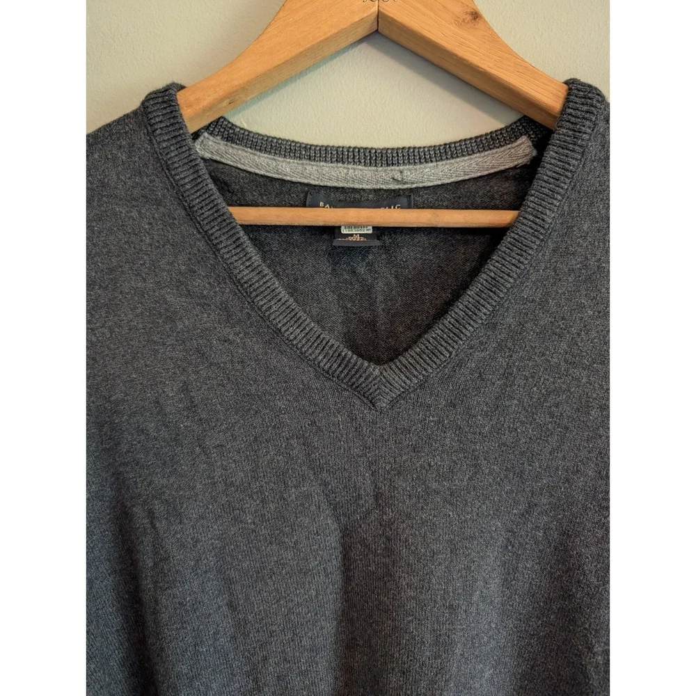 Banana Republic Mens V-Neck Sweater Charcoal Gray Cotton Cashmere Blend Size M